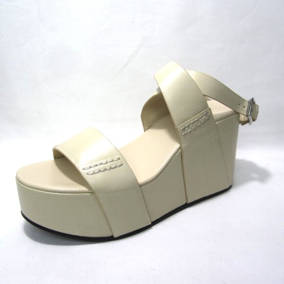 Zara SRPLS Collection NEW Women's Size 6.5 37 Cream Platform Leather Sandals - Picture 4 of 16